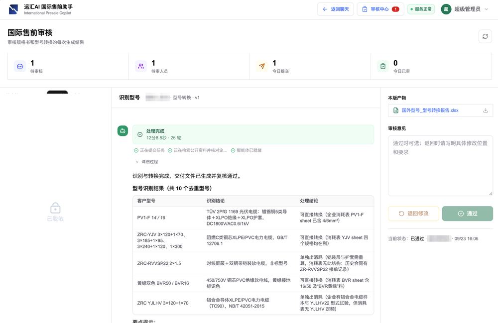 输出 · 在线审批